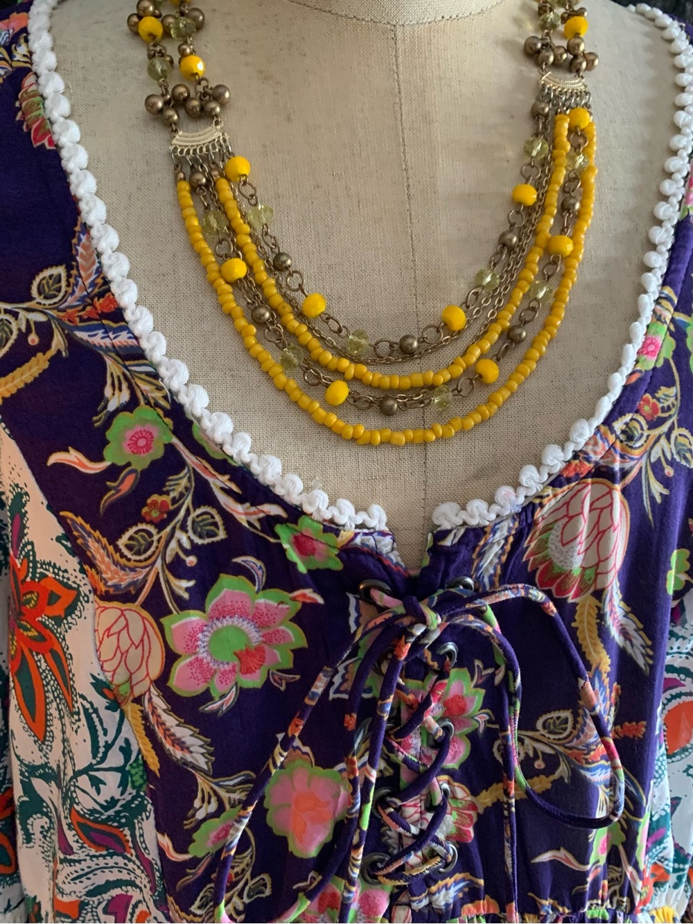 Anthropologie Lilka Floral Paisley Patchwork Trapeze Peasant Dress Boho- XL - Picture 5 of 14